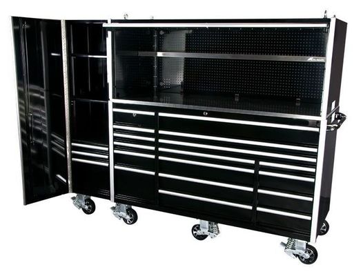 Armário de ferramentas de garagem de aço inoxidável com gavetas e rodas pesadas fechado fechado