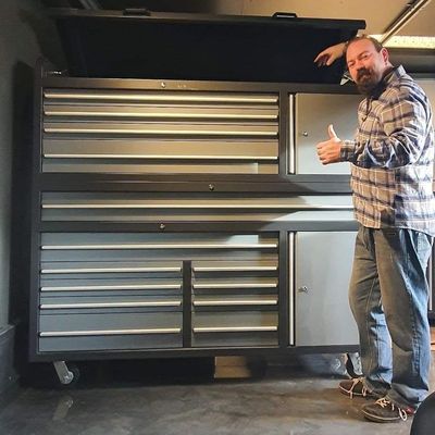 Garagem Organização armário de ferramentas de aço laminado a frio com carrinho em prata