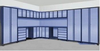 Garagem Larga Preta Removível Bancada de Trabalho em Forma de L Armário de Armazenamento de Ferramentas com Caixas