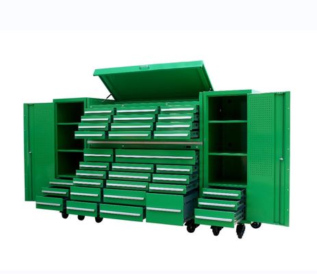 Garage Work Bench Metal Tool Cabinet com 258 Pcs Tool Set e alças de aço inoxidável