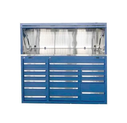 Garage Workshop Marrom 96 polegadas 16 gaveta rolando gabinete de ferramentas com armário lateral e Hutch
