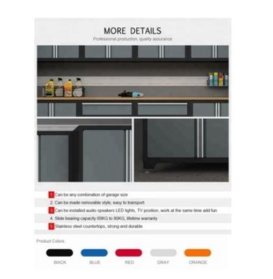 1.0mm 1.2mm 1.5mm Garage Metal Tool Cabinet com gavetas e fechadura Construção durável