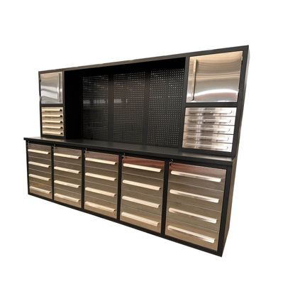 Gabinete de armazenamento de ferramentas de oficina de garagem com banco de trabalho e organização de ferramentas de trabalho pesado