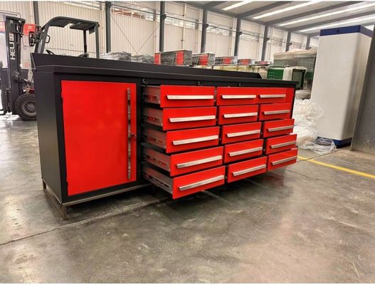 Armário de ferramentas de armazenamento com alças de aço inoxidável e caixotes de mesa de trabalho revestidos com pó