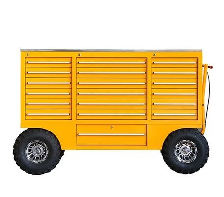 Carrinho de ferramentas mecânicas com alças de metal grosso e aço inoxidável