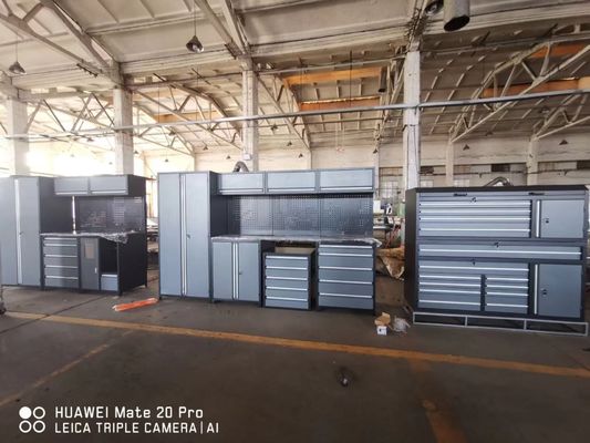 Estação de trabalho de garagem de aço laminado a frio Gabinete de ferramentas com gavetas e bancada de trabalho modular