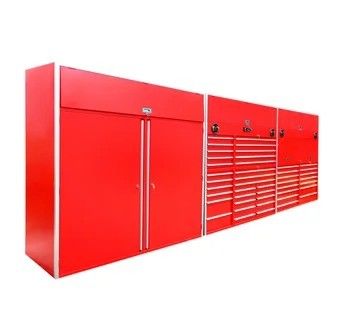 Segure suas ferramentas com este armário de garagem de rolos de aço inoxidável de trabalho pesado