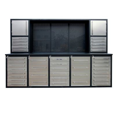 Armário de ferramentas de garagem com gavetas e banco de trabalho de montagem de aço laminado a frio