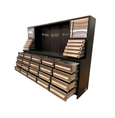 Armário de ferramentas de garagem com gavetas e banco de trabalho de montagem de aço laminado a frio