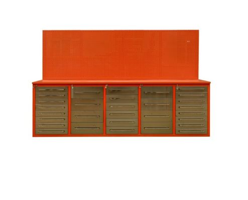 Armário de ferramentas de garagem de aço pesado de 30 gavetas com superfície de trabalho de aço inoxidável