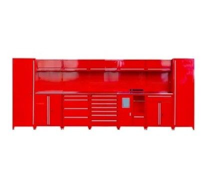 Gabinete de garagem de combinação personalizável com caixas multi e caixa de ferramentas de rolos vermelhos
