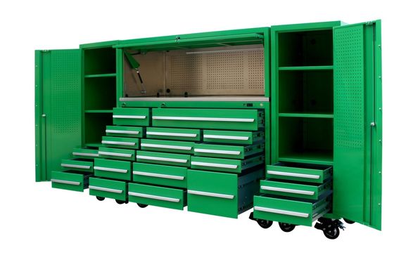 Armário de ferramentas de garagem de aço durável com caixa de ferramentas de trilho e banco de trabalho grande