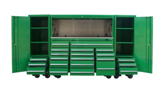 Armário de ferramentas de garagem de aço durável com caixa de ferramentas de trilho e banco de trabalho grande