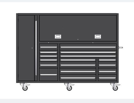 Cabine de ferramentas de garagem de metal industrial personalizado Roller preto para oficina de trabalho pesado