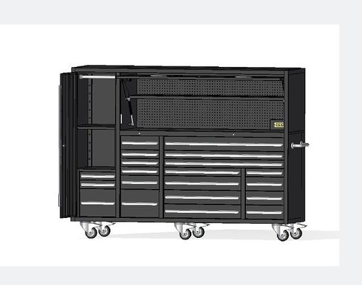 Cabine de ferramentas de garagem de metal industrial personalizado Roller preto para oficina de trabalho pesado