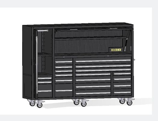Cabine de ferramentas de garagem de metal industrial personalizado Roller preto para oficina de trabalho pesado