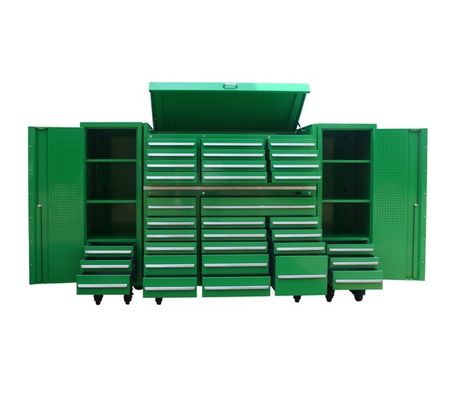 Caixa de ferramentas pesadas de garagem profissional com alças e rodas de aço inoxidável